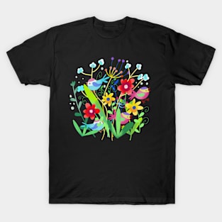 Summer flowers and bird T-Shirt